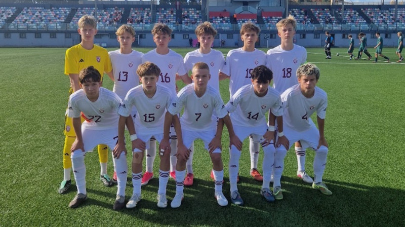 Latvijas U15 izlase. Foto: LFF
