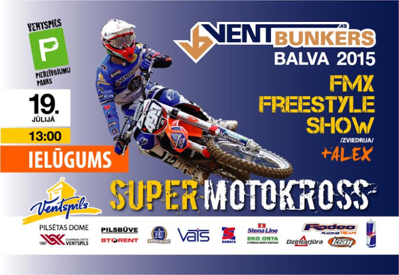 Svētdien Ventspilī supermotokross - ''Ventbunkers Lielā balva 2015''