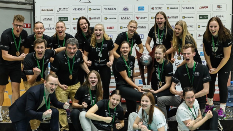 "Rīgas Volejbola skola/LU" otro gadu pēc kārtas izcīna Latvijas čempioņu titulu
