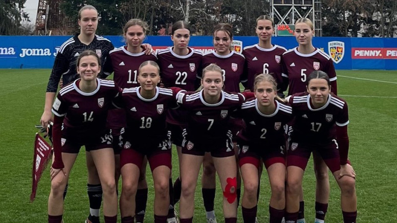 Latvijas U19 futbolistēm A līgas sasniegšanai pietrūkst nepilnas minūtes