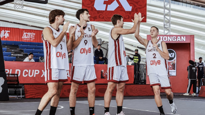 Četras uzvaras četrās spēlēs: Latvijas 3x3 izrēķinās ar Kataru