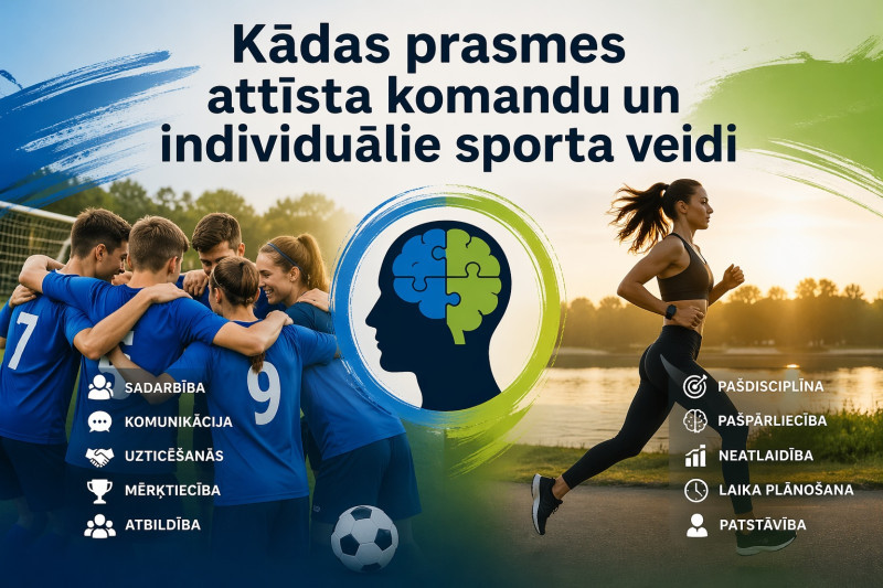 Kādas prasmes attīsta komandu un individuālie sporta veidi